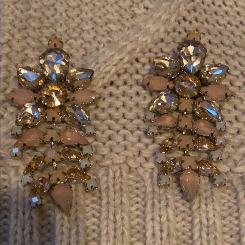 Light pink and silver bling statement earrings